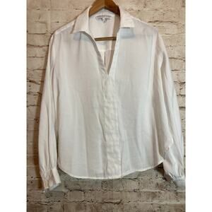 Endless Rose Popover Top Womens Large Pure White High Side Slits Beachy